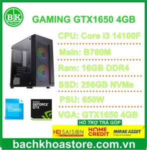 Máy bộ BKS Gaming Intel Core i3-14100F|16GB|SSD 256GB|VGA GTX1650 4GB