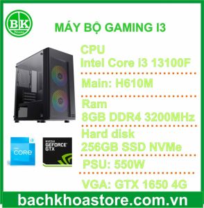 Máy bộ BKS Gaming Intel Core i3-13100F|8GB|SSD 256GB|VGA GTX1650 4GB